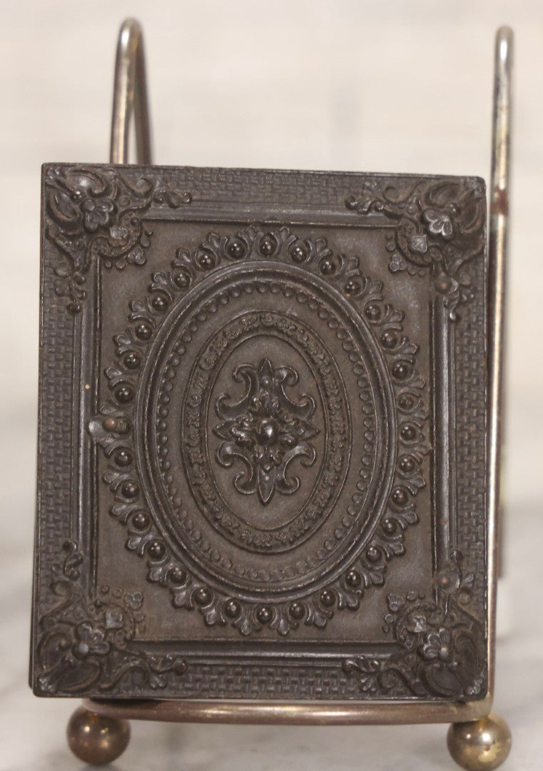 Lot 052 - Antique 1/9th Plate Ambrotype Photograph Of Young Woman In Flower-Patterned Dress In Thermoplastic Union Case Patented By S. Peck 1854 And H. Halverson 1855