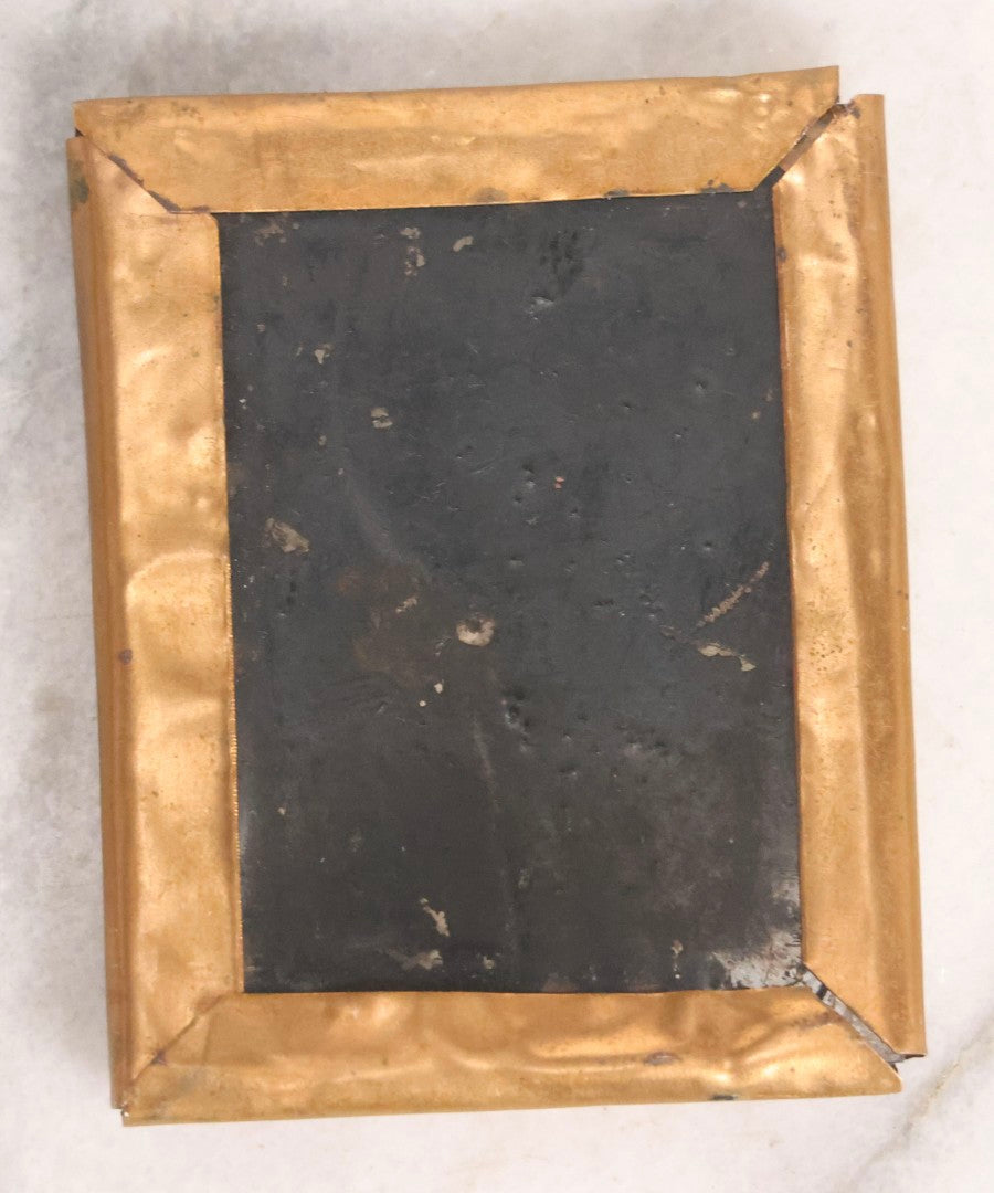 Lot 053 - Antique 1/9th Plate Ruby Ambrotype Photograph Of Pretty Young Woman In Elaborate Bonnet And Coat With Long Bonnet Ties Draped Across Chest, Uncased With Brass Mat And Preserver