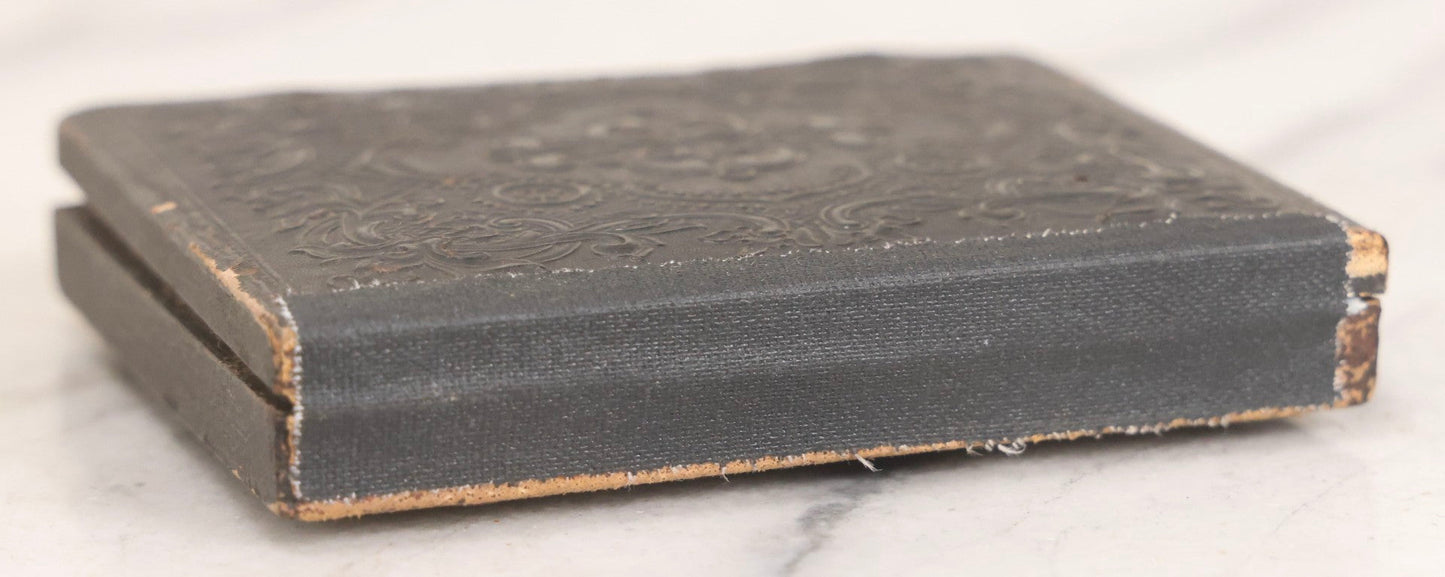 Lot 057 - Antique 1/6th Plate Ambrotype Photograph Of Bearded Man In Silk Neck Tie And Formal Dress, In Full Leatherette Union Case Repaired With Tape Hinge