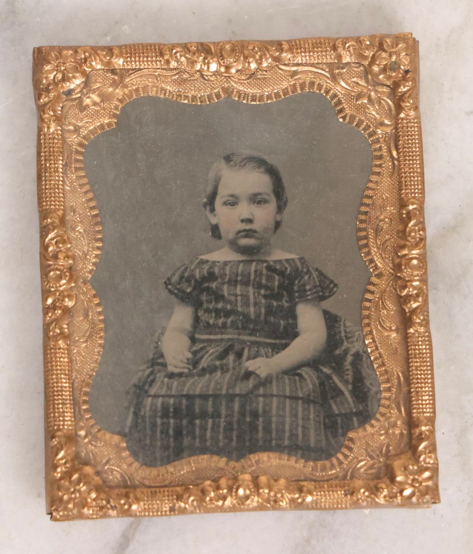 Lot 062 - Trio Of Antique 1/9th Plate Ruby Ambrotype Photographs Including Little Girl In Dress, Elderly Woman With Tied-Back Curls, And Stoic Little Boy, In Mixed Cases
