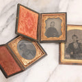 Lot 063 - Trio Of Antique Cased Photographs: Two 1/9th Plate Tintypes And One 1/6th Plate Ambrotype