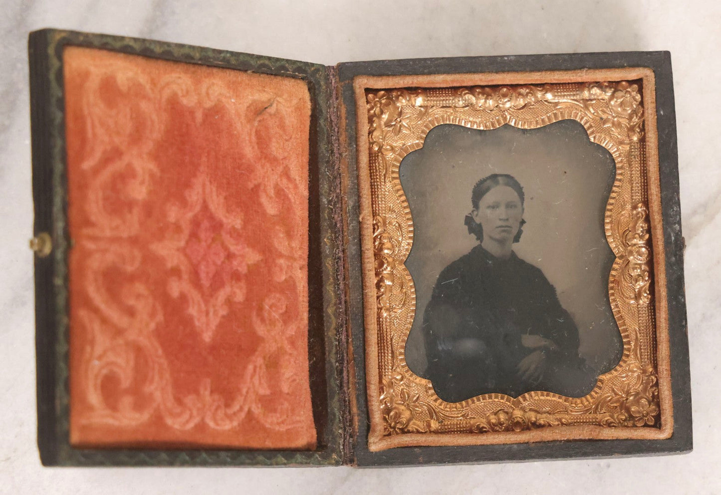 Lot 063 - Trio Of Antique Cased Photographs: Two 1/9th Plate Tintypes And One 1/6th Plate Ambrotype
