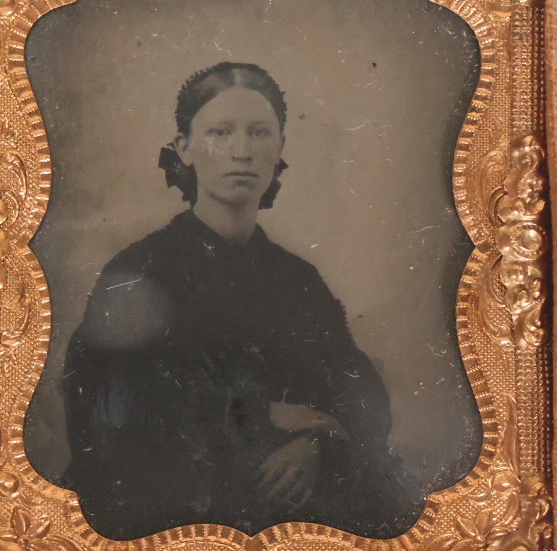 Lot 063 - Trio Of Antique Cased Photographs: Two 1/9th Plate Tintypes And One 1/6th Plate Ambrotype