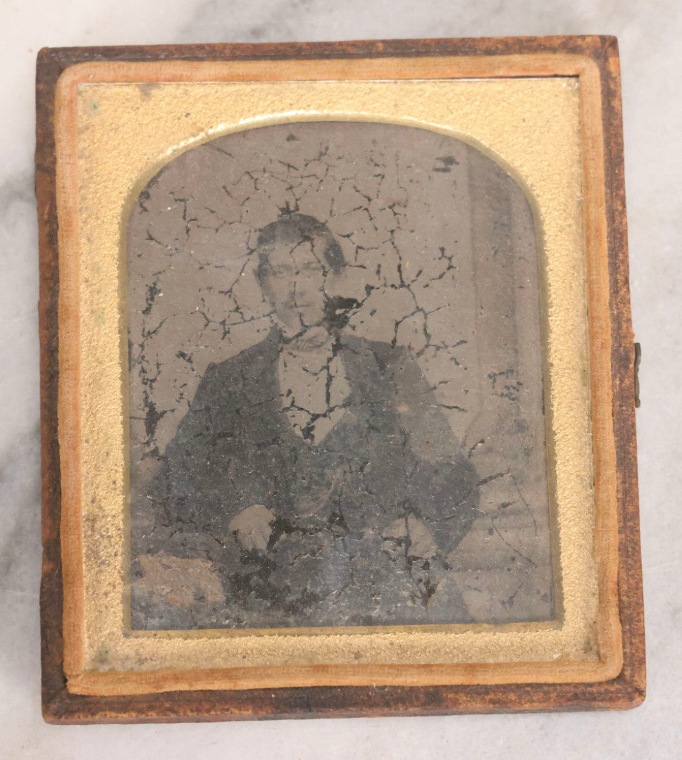 Lot 063 - Trio Of Antique Cased Photographs: Two 1/9th Plate Tintypes And One 1/6th Plate Ambrotype