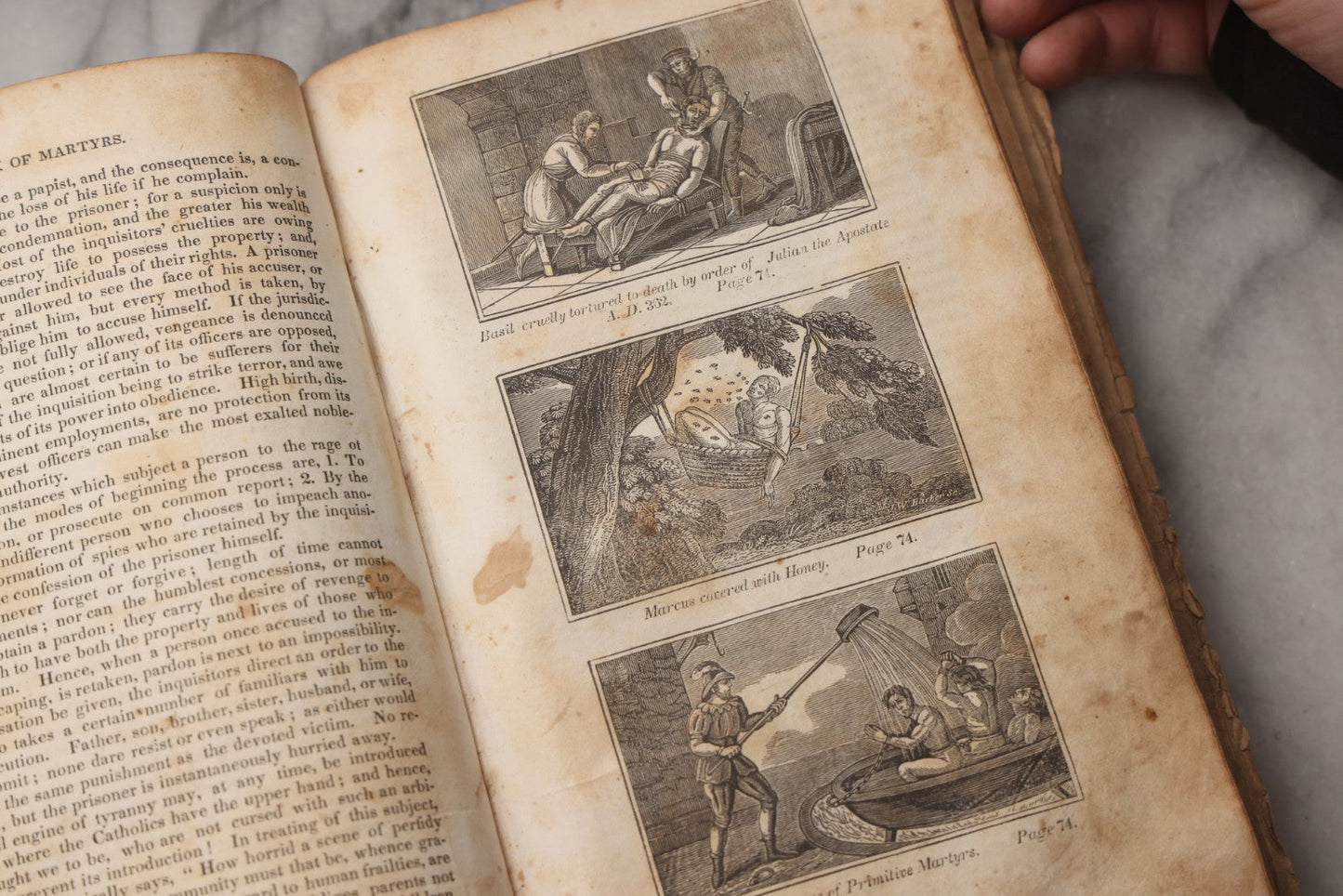 Lot 064 - "Book Of Martyrs; Or, A History Of The Lives, Sufferings, And Triumphant Deaths, Of The Primitive As Well As Protestant Martyrs" Antique Religious Book By Rev. John Fox, Published By E. Hunt, Middletown, 1832