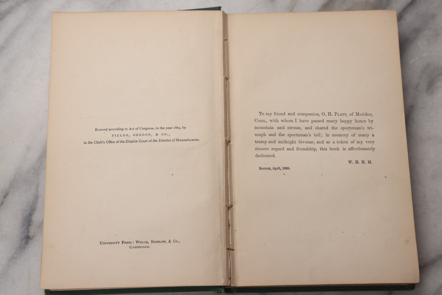 Lot 068 - "Adventures In The Wilderness; Or, Camp-Life In The Adirondacks" Antique Outdoor Sporting Book By William H. H. Murray, Published By Fields, Osgood, & Co., Boston, 1869