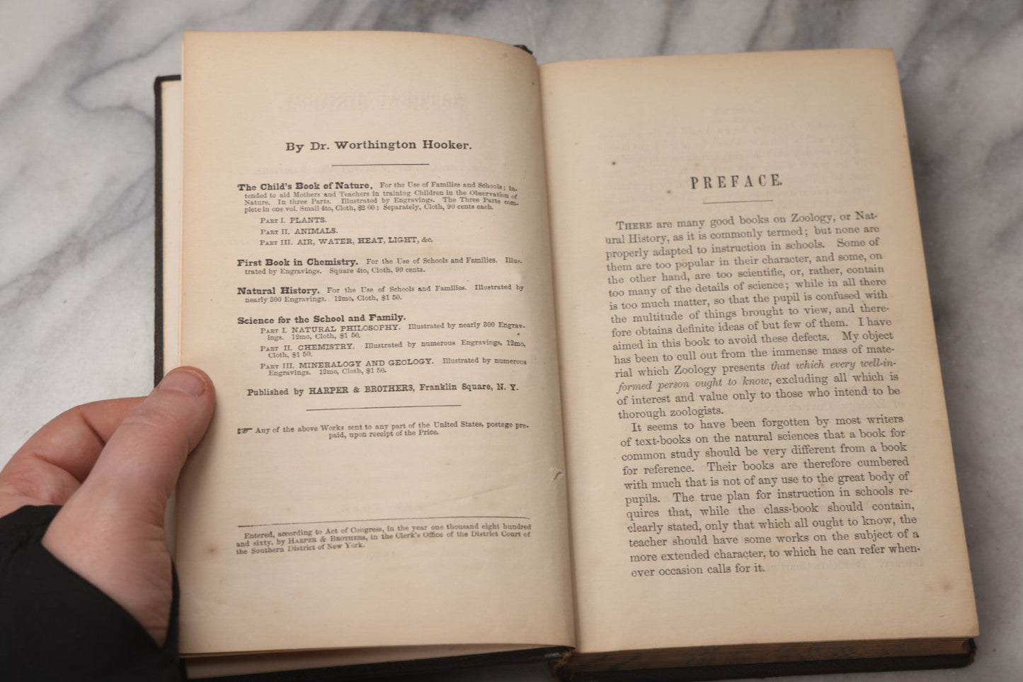 Lot 070 - "Natural History" Antique Zoology Book By Worthington Hooker, M.D., Illustrated With Nearly 300 Engravings, Published By Harper & Brothers, New York, 1870
