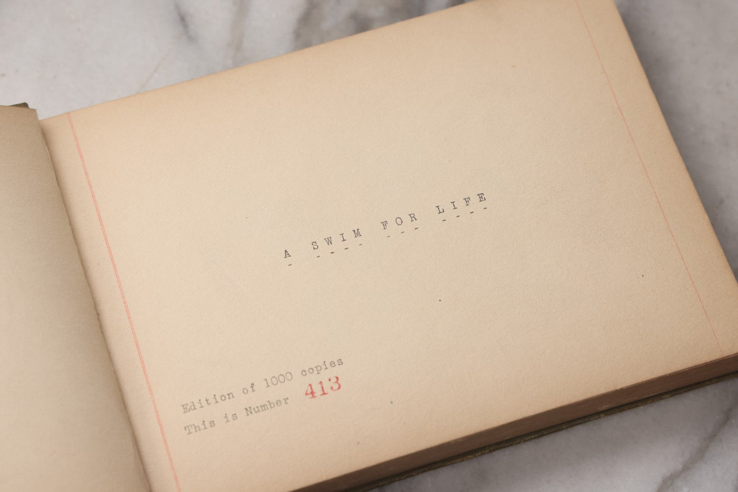 Lot 076 - "A Swim For Life" Antique Limited Edition Illustrated Maritime Adventure Book By "Uncle Ted," Published By Orange Judd Co., New York, 1904