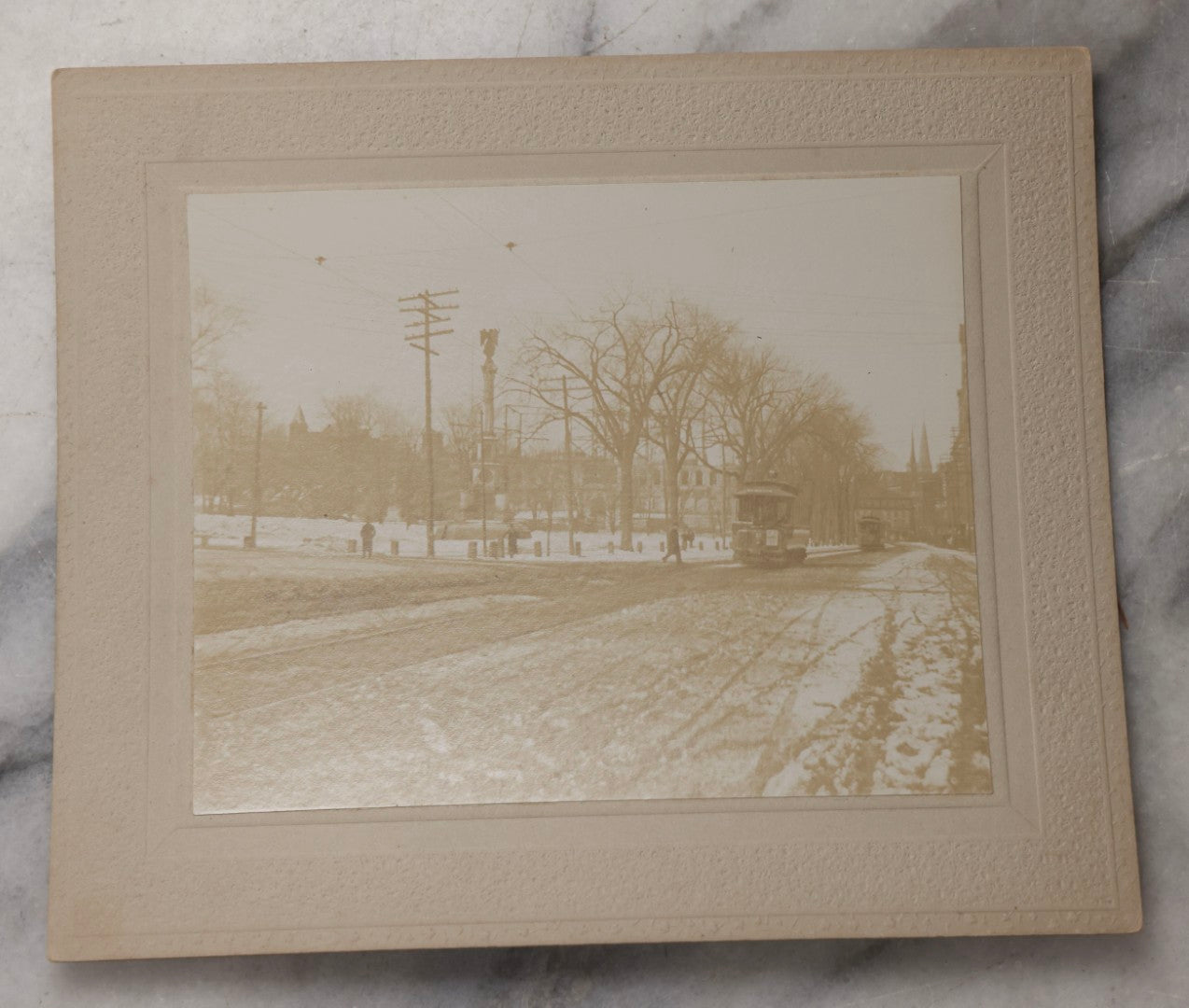 Lot 079 - Pair Of Antique Boarded Photographs Depicting Street Scenes Of Boston, Massachusetts, Circa 1890s With Trolleys, Trade Signs, And Pedestrians