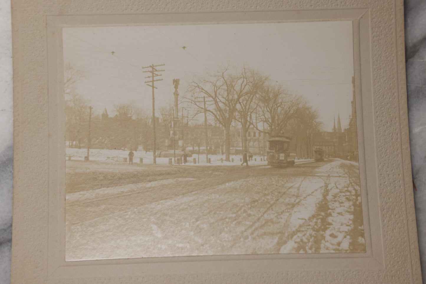 Lot 079 - Pair Of Antique Boarded Photographs Depicting Street Scenes Of Boston, Massachusetts, Circa 1890s With Trolleys, Trade Signs, And Pedestrians