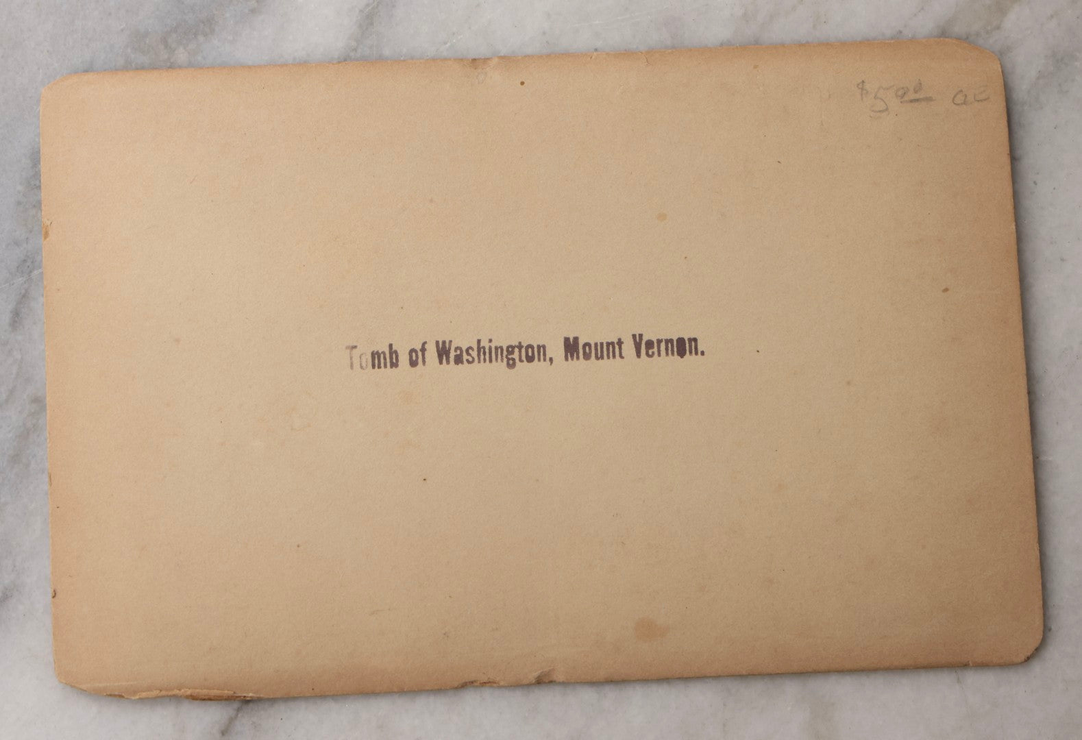 Lot 083 - Antique Cabinet Card Photograph Of The Tomb Of George Washington At Mount Vernon, With Stamped Label On Verso