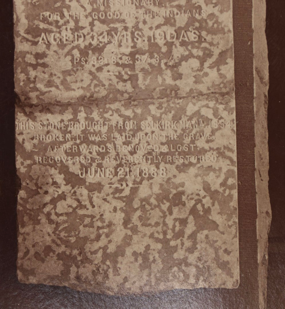 Lot 084 - Antique Cabinet Card Photograph Of The Original Tombstone Of Sarah Philena Barnard, Sioux Missionary, Walhalla, North Dakota, Photographed By A.P. Doland, Crookston, Minnesota, Dated 1888