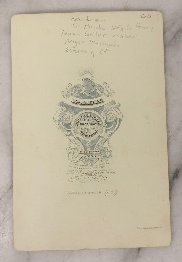 Lot 085 - Grouping Of Eight Antique Cabinet Card Portrait Photographs Including H.B. Bigelow, Governor Of Connecticut, With Signature, Robert Green Ingersoll, Henry Ward Beecher, Nathaniel Parker Willis, And Howard Crosby