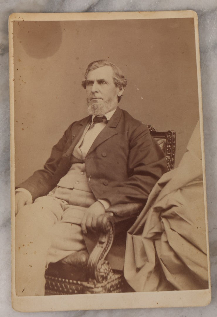 Lot 085 - Grouping Of Eight Antique Cabinet Card Portrait Photographs Including H.B. Bigelow, Governor Of Connecticut, With Signature, Robert Green Ingersoll, Henry Ward Beecher, Nathaniel Parker Willis, And Howard Crosby