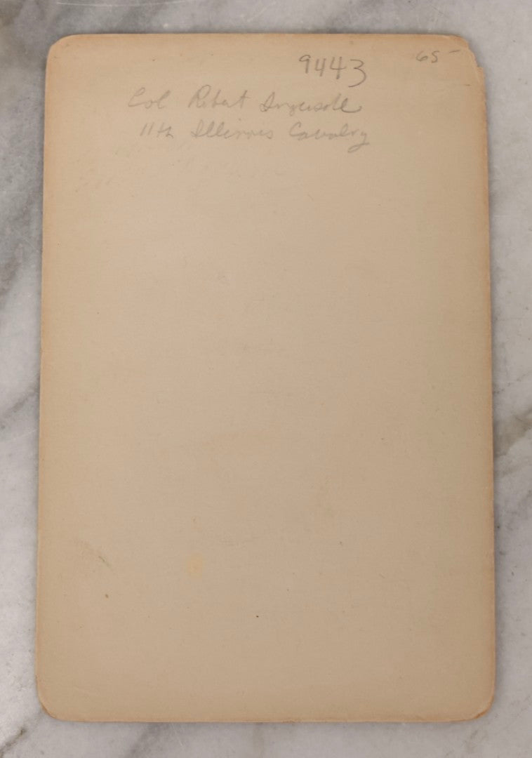 Lot 085 - Grouping Of Eight Antique Cabinet Card Portrait Photographs Including H.B. Bigelow, Governor Of Connecticut, With Signature, Robert Green Ingersoll, Henry Ward Beecher, Nathaniel Parker Willis, And Howard Crosby