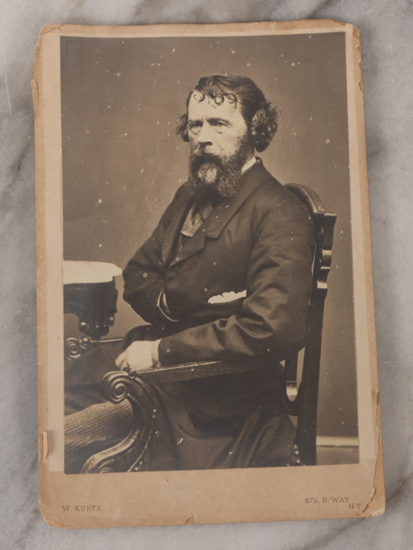 Lot 085 - Grouping Of Eight Antique Cabinet Card Portrait Photographs Including H.B. Bigelow, Governor Of Connecticut, With Signature, Robert Green Ingersoll, Henry Ward Beecher, Nathaniel Parker Willis, And Howard Crosby