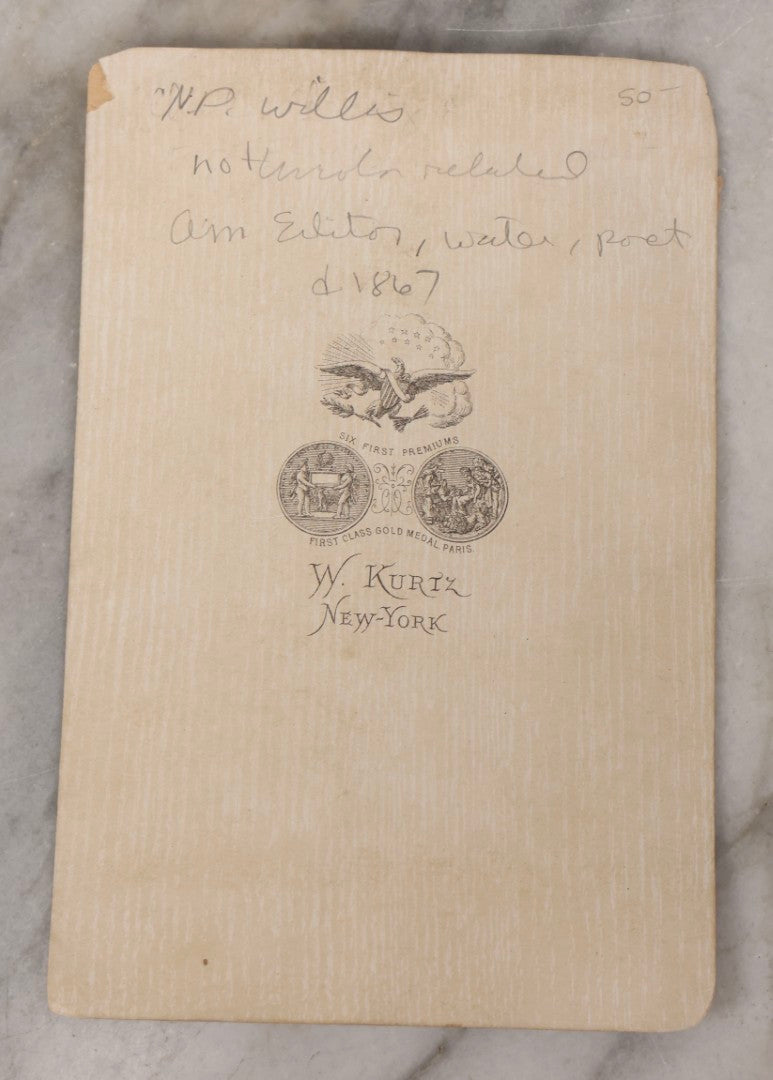 Lot 085 - Grouping Of Eight Antique Cabinet Card Portrait Photographs Including H.B. Bigelow, Governor Of Connecticut, With Signature, Robert Green Ingersoll, Henry Ward Beecher, Nathaniel Parker Willis, And Howard Crosby