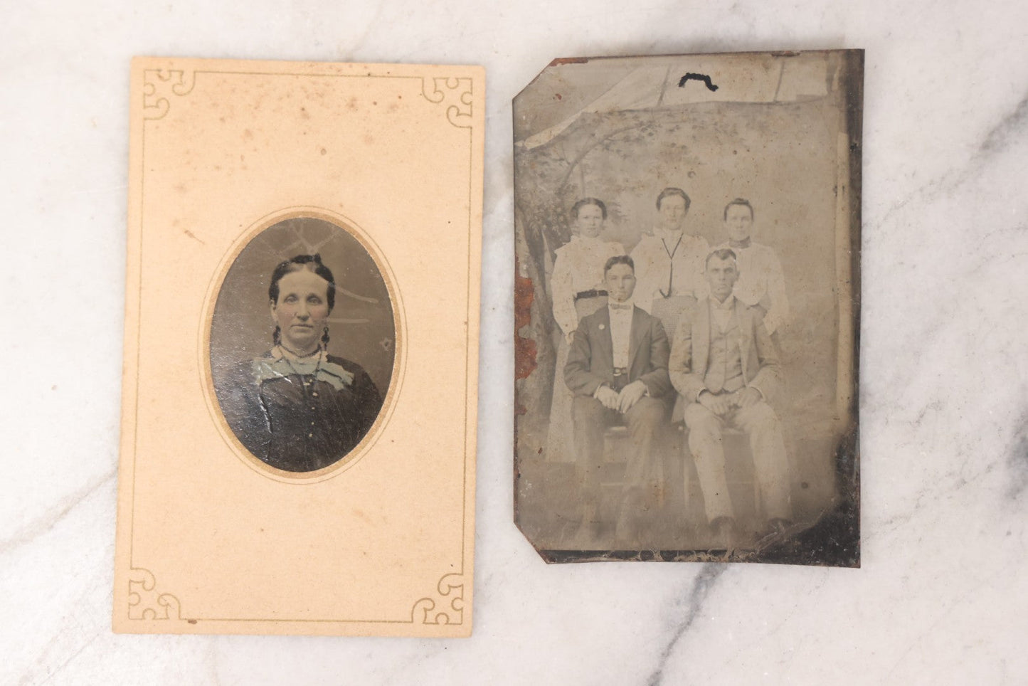 Lot 086 - Grouping Of Seventeen Antique Tintype Portrait Photographs Of Men And Women, Including One Outdoor Scene