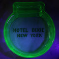 Lot 091 - Vintage Uranium Glass Hotel Dixie, New York Advertising Ashtray With Matchbook Holder, Glows Under Blacklight, Circa 1930
