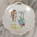 Lot 093 - Vintage Painted Porcelain Novelty Dish With Flirty Couple And Wet Paint Scene, Likely Made In Japan, 4-3/4" Diameter