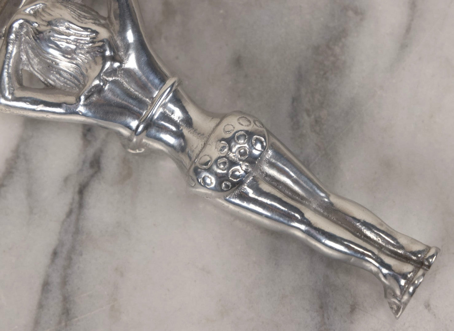 Lot 094 - Vintage Cast Aluminum Bikini Babe Bottle Opener, Woman With Sunglasses And Polka Dot Bikini, Circa 1980s 7-3/4" L