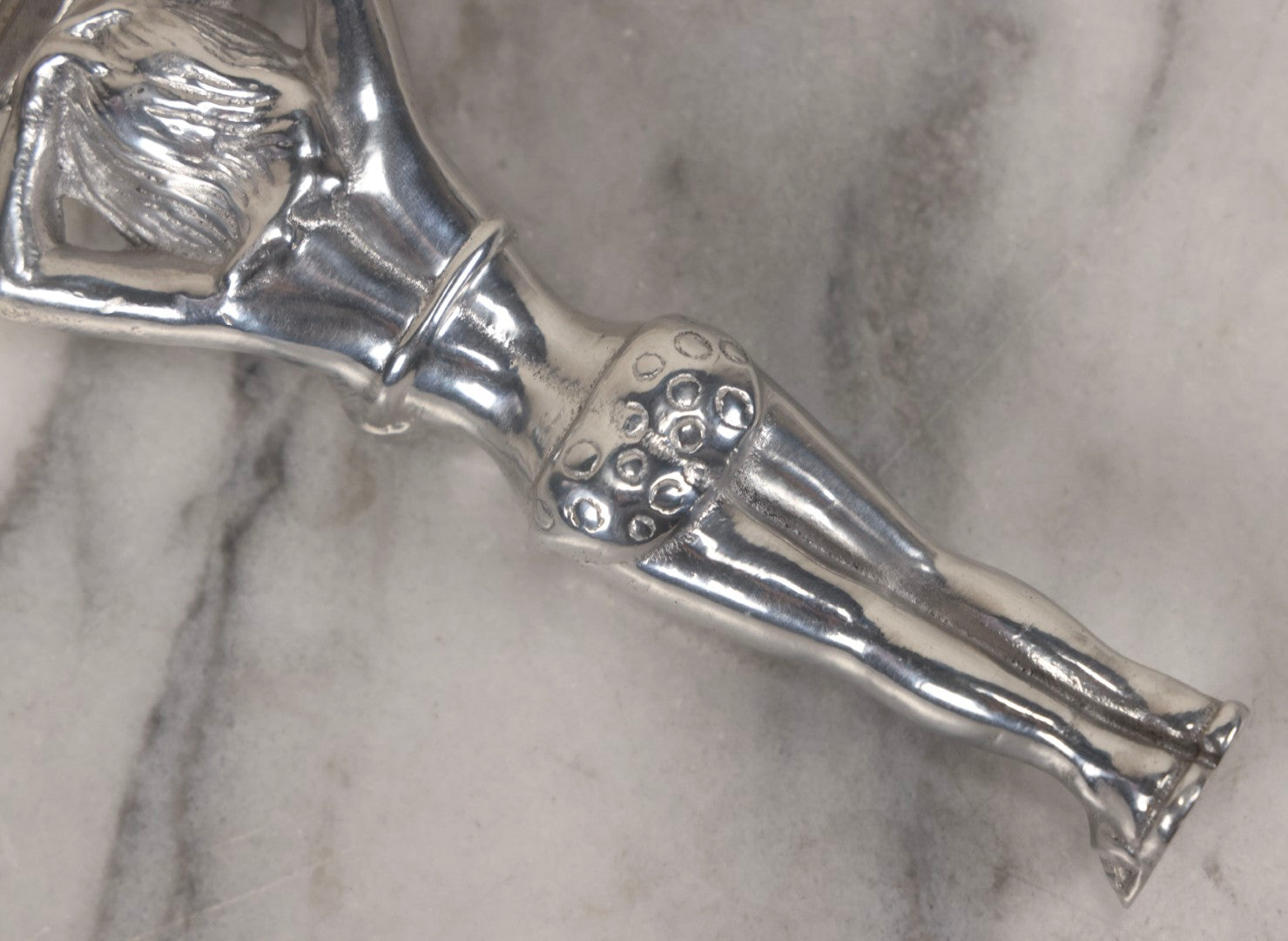 Lot 094 - Vintage Cast Aluminum Bikini Babe Bottle Opener, Woman With Sunglasses And Polka Dot Bikini, Circa 1980s 7-3/4" L