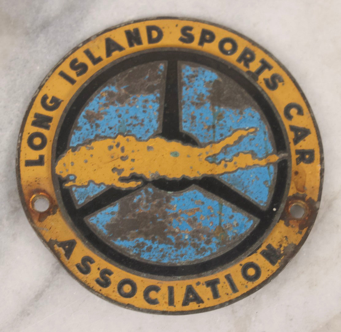 Lot 099 - Grouping Of 3 Vintage Automobile Club Badges Including Long Island Sports Car Association, 3-3/4" Diameter, And M.G.C.C. Award Medals, 2" Diameter