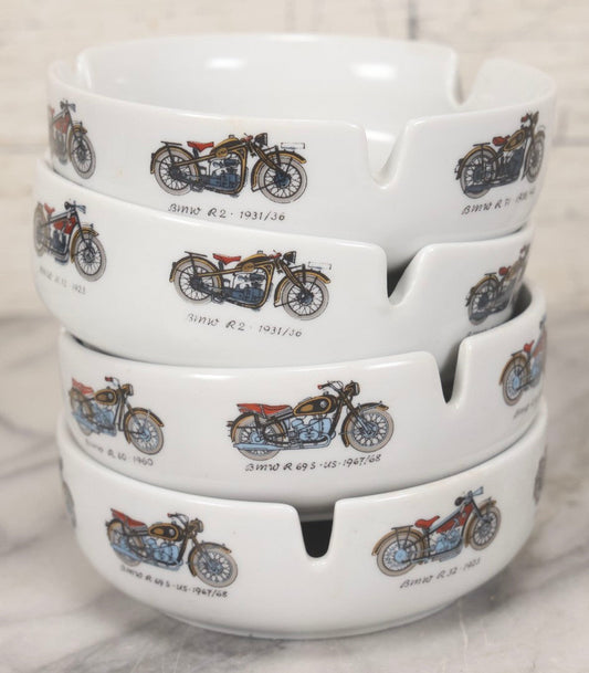 Lot 102 - Grouping Of 4 Vintage Motorcycle Ashtrays, Made In Western Germany For Butler & Smith Inc., Norwood, New Jersey