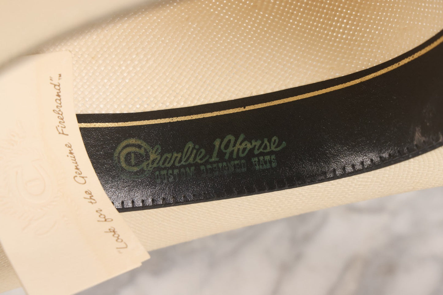 Lot 103 - Modern “A Genuine Charlie 1 Horse Original” White Straw Cowboy Hat, Made In U.S.A.., Size Medium