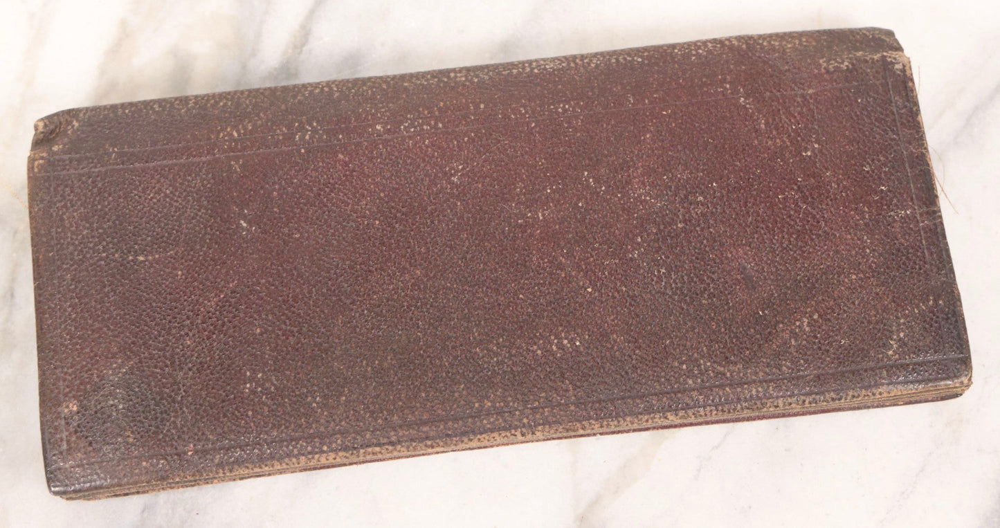 Lot 104 - Pair Of Antique Leather Pouches Including Accordion Handbag With Brass Clasp Depicting Birds And Flowering Branches And Standing Leather Box With Brass Clasp