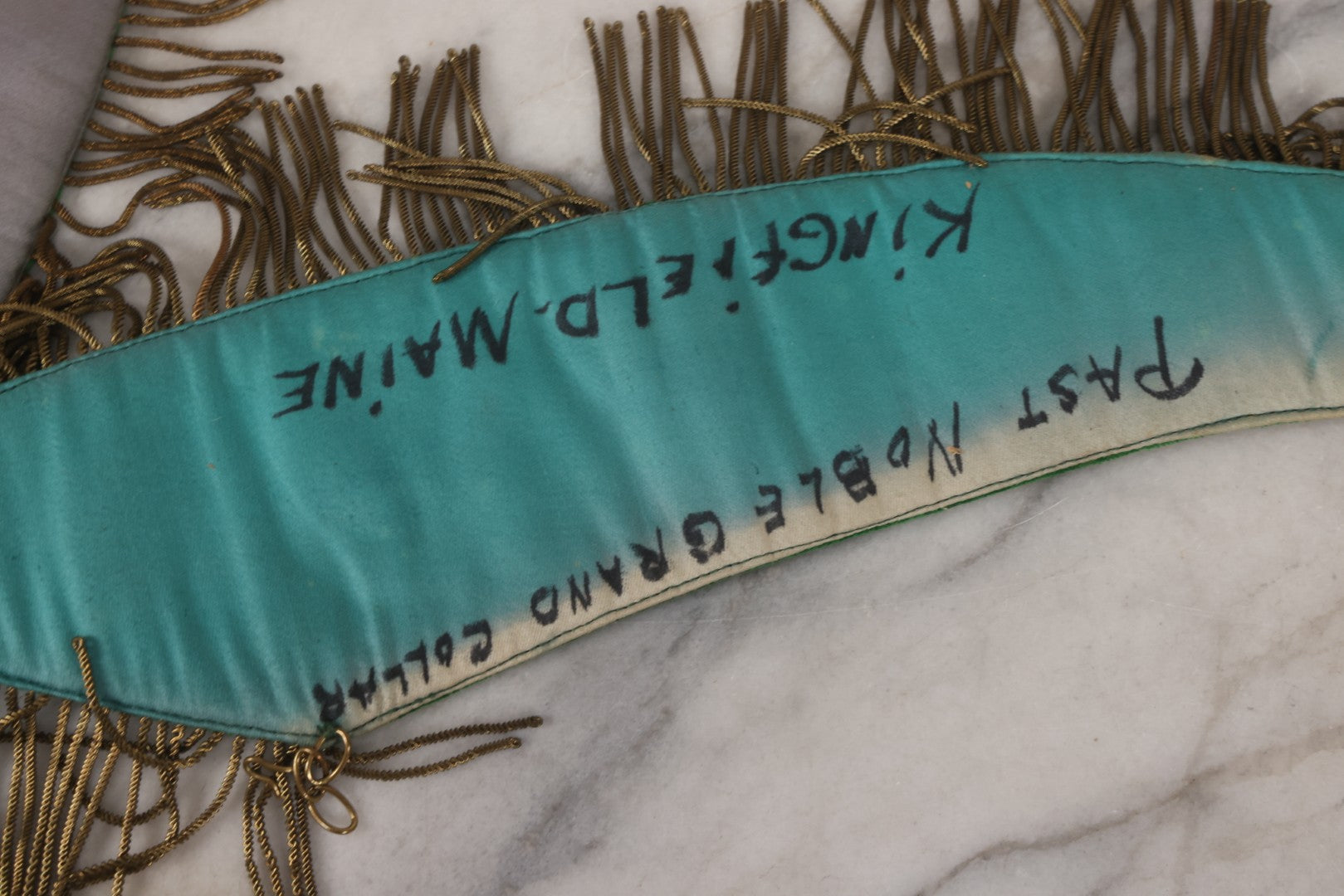 Lot 108 - Pair Of Vintage I.O.O.F.. Rebekah Past Noble Grand Collar Sashes By C.E. Ward Co., New London, Ohio, With Moon, Dove, Beehive, And White Iris Motifs