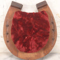 Lot 115 - Antique Wooden Horseshoe Wall Hanger With Red Velvet Pincushion And Wire Hanger