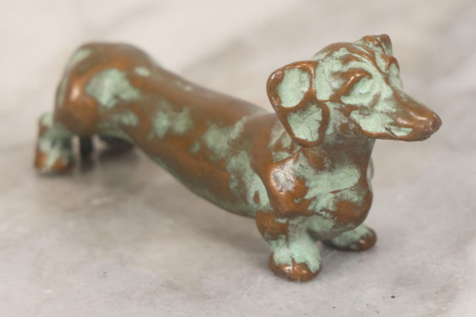 Lot 125 - Vintage McClelland Barclay Solid Bronze Dachshund Dog Sculpture With Verdigris Patina, 1-3/8" H