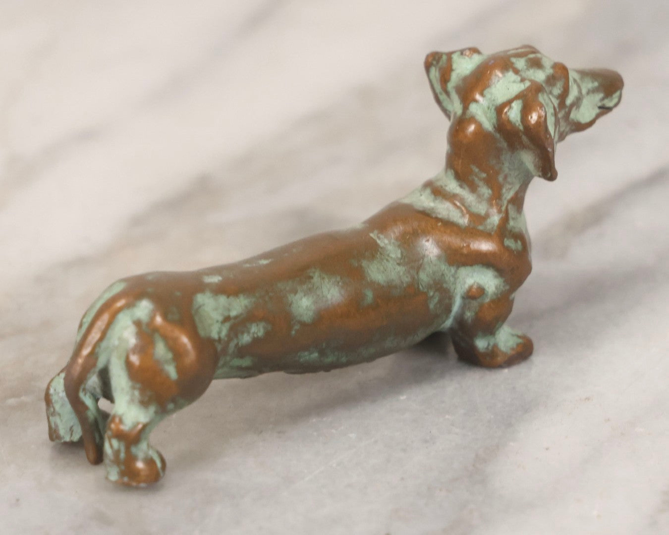 Lot 125 - Vintage McClelland Barclay Solid Bronze Dachshund Dog Sculpture With Verdigris Patina, 1-3/8" H