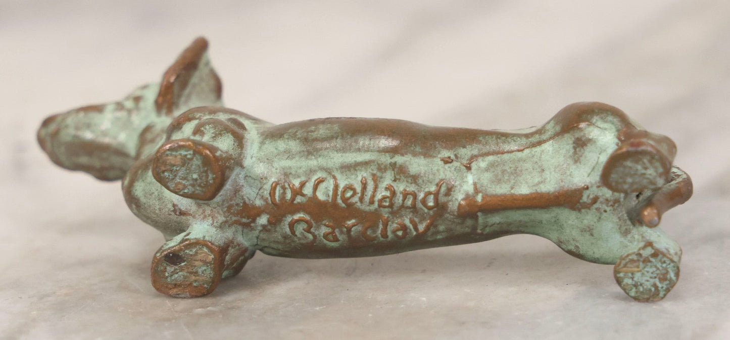 Lot 125 - Vintage McClelland Barclay Solid Bronze Dachshund Dog Sculpture With Verdigris Patina, 1-3/8" H