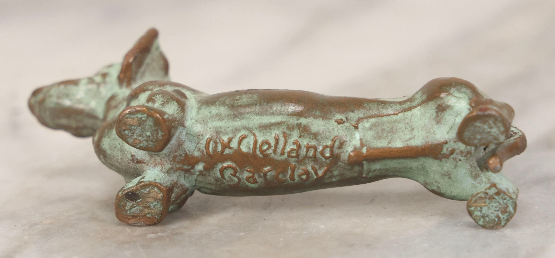 Lot 125 - Vintage McClelland Barclay Solid Bronze Dachshund Dog Sculpture With Verdigris Patina, 1-3/8" H