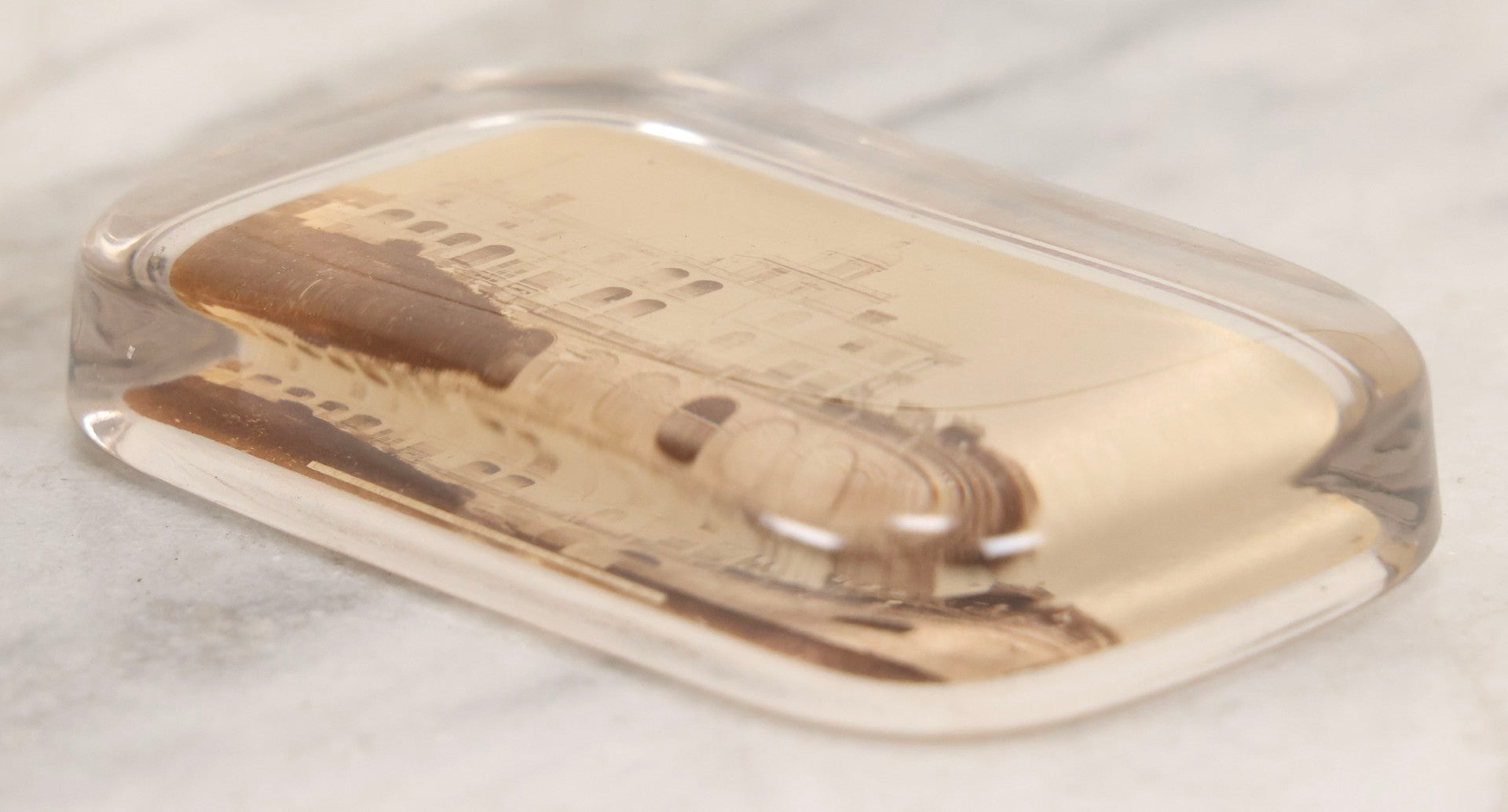 Lot 128 - Antique Glass Photo Paperweight Depicting Edward F. Searles' Mansion (“Searles' Folly”), Block Island, Rhode Island