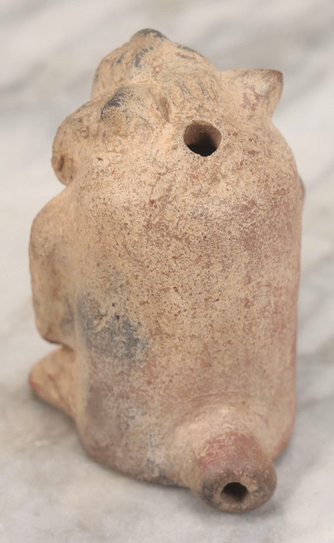 Lot 129 - Vintage Pre-Columbian-Style Mayan Replica Clay Monkey Whistle, Note Repaired Right Foot, 3-1/2" H