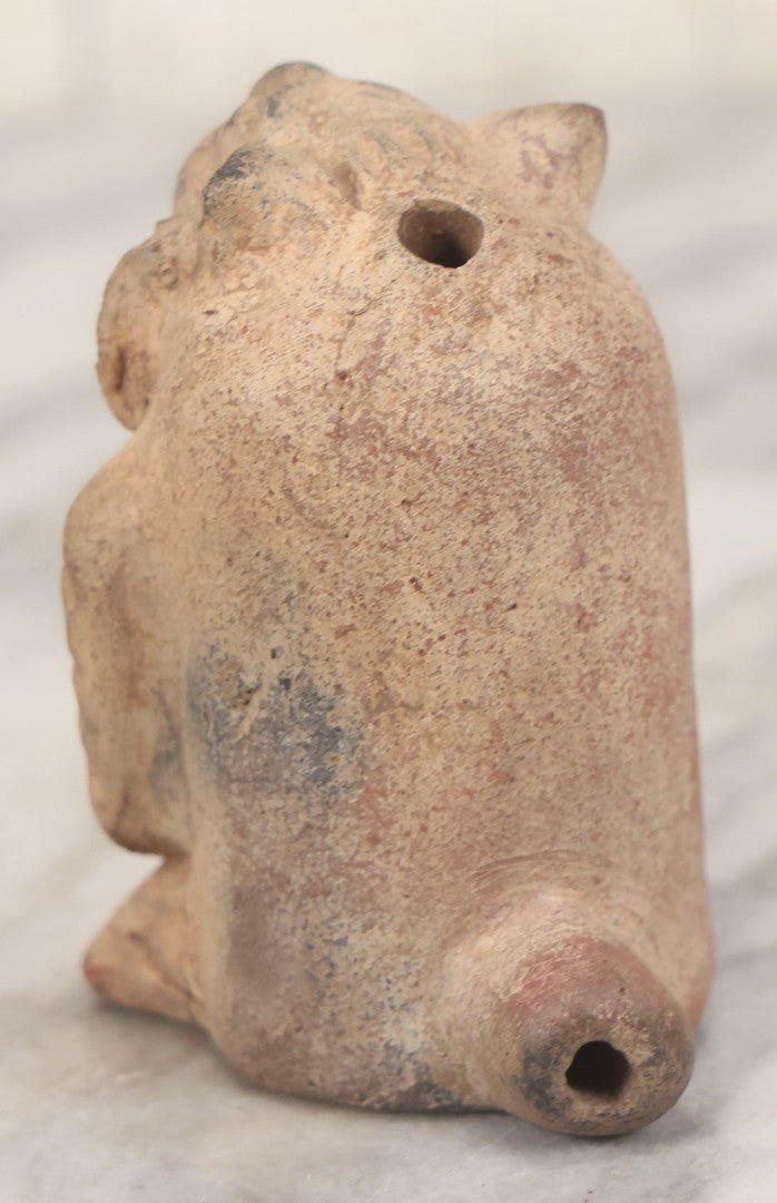 Lot 129 - Vintage Pre-Columbian-Style Mayan Replica Clay Monkey Whistle, Note Repaired Right Foot, 3-1/2" H