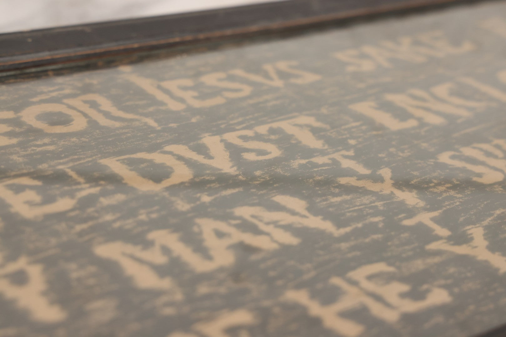 Lot 149 - Vintage Grave Rubbing Of Shakespeare's Tomb Inscription, “Blessed Be The Man That Spares These Stones, And Cursed Be He That Moves My Bones,” Framed, 36-3/4" x 11-3/4"