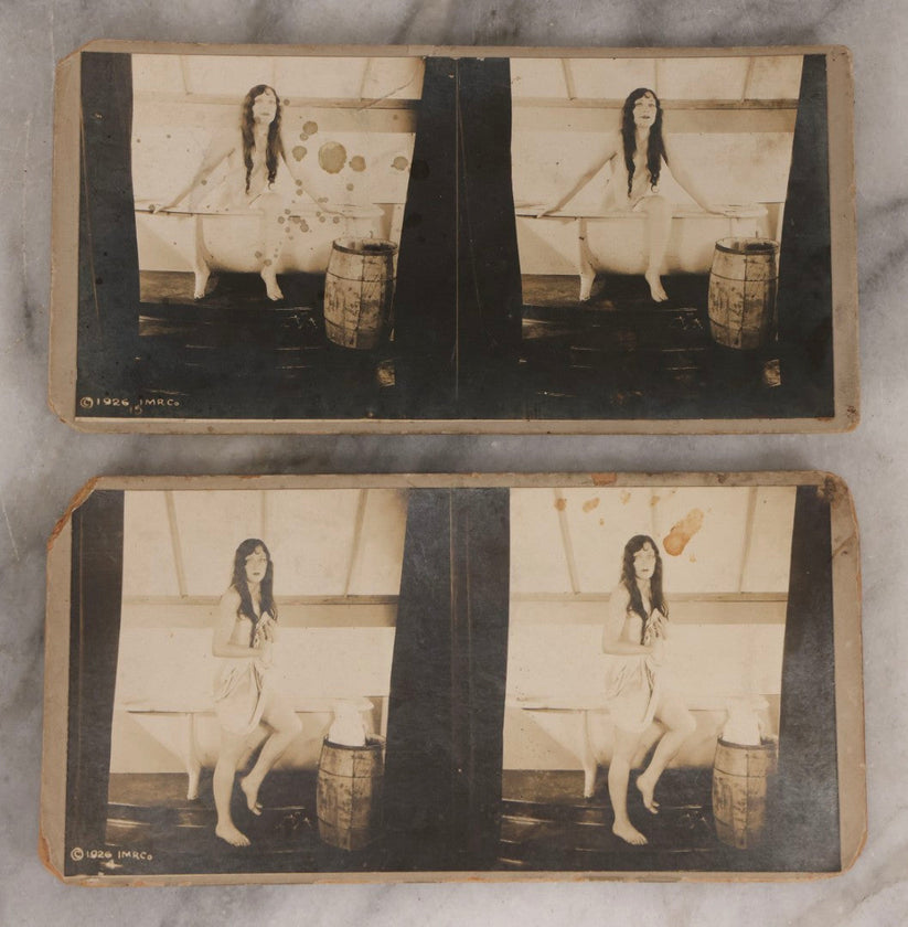 Lot 158 - Pair Of Vintage Risqué Stereograph Photo Cards Depicting Nud