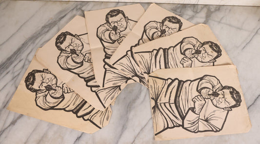 Lot 171 - Grouping Of Six Vintage Practice Shooting Targets With Printed Illustration Of Gangster Aiming Revolver, Circa 1950s