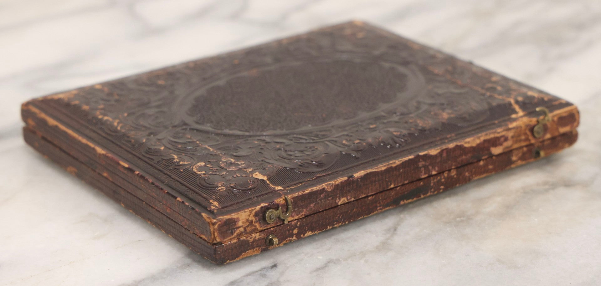 Lot 001 - Antique Half Plate Ambrotype Occupational Photograph Of Man Operating Apple Grinder And Cider Press, In Full Split Leatherette Case
