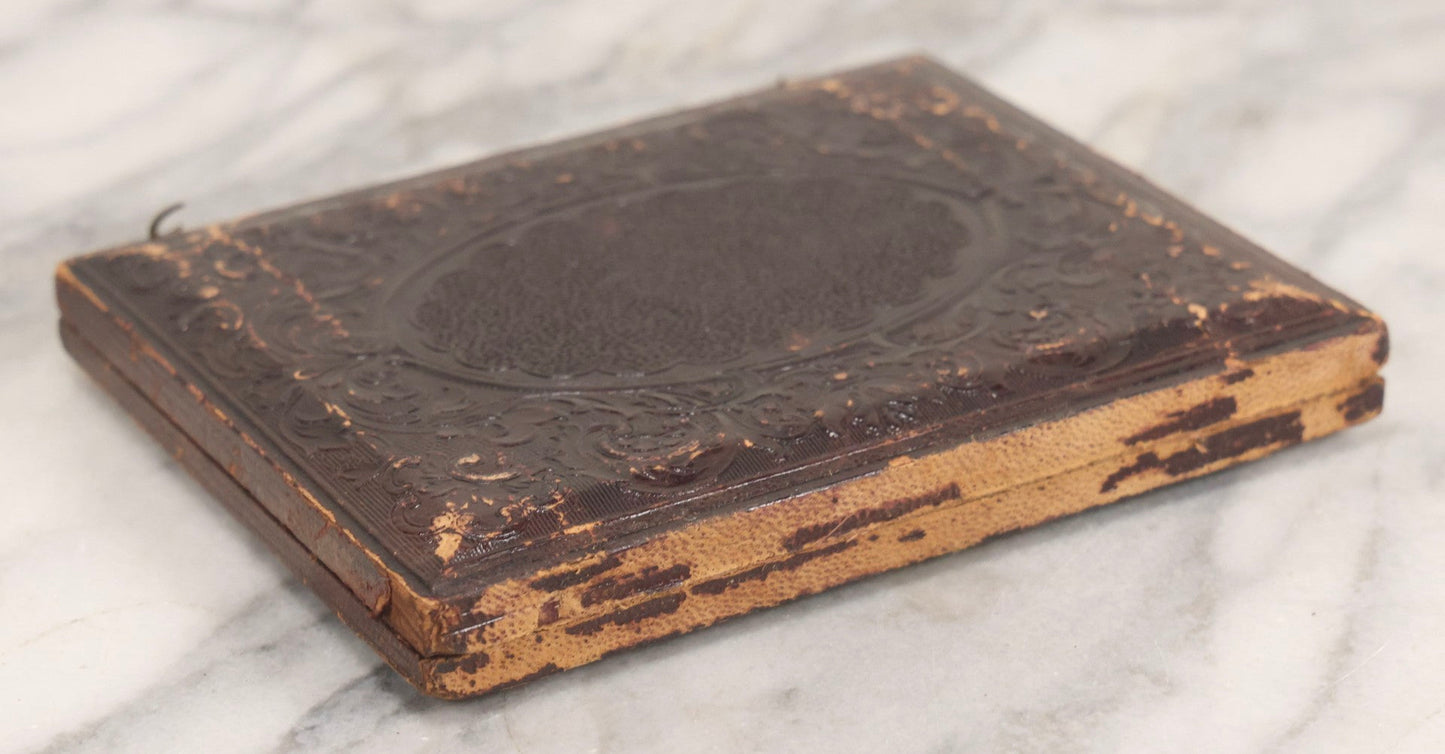 Lot 001 - Antique Half Plate Ambrotype Occupational Photograph Of Man Operating Apple Grinder And Cider Press, In Full Split Leatherette Case