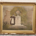 Lot 002 - Antique Hand Colored Mourning Lithograph Depicting Weeping Mother, Dedicated To Esther P. Wiley (Died 1835), In Worn Antique Gesso Frame, 19-1/4" x 16-3/8"