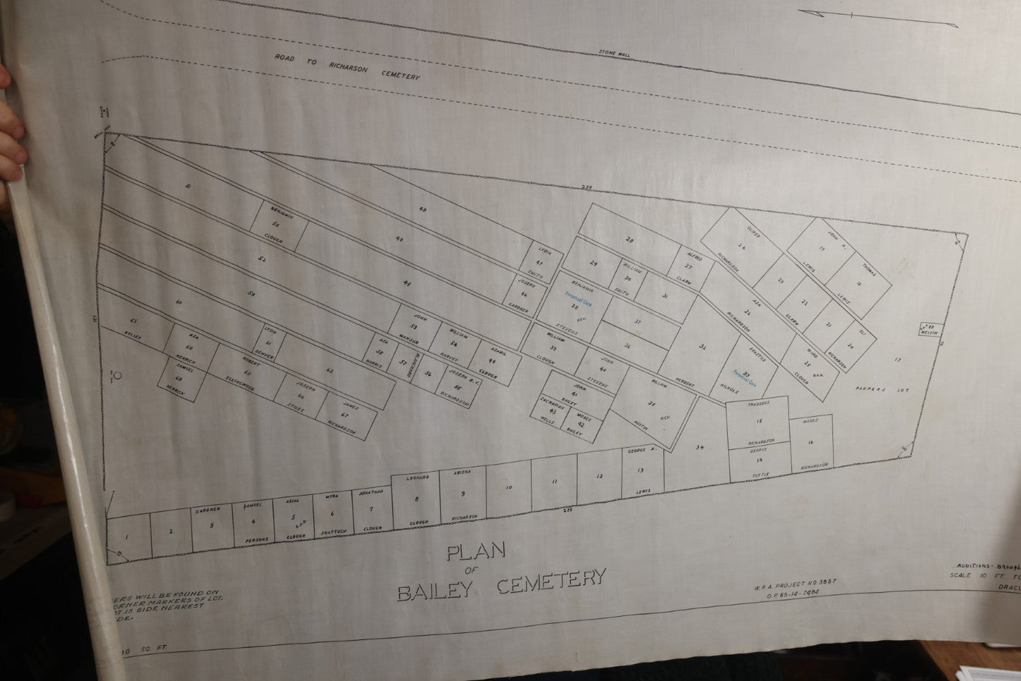 Lot 004 - Grouping Of Ten Vintage Massachusetts Cemetery Site Plans, Maps, And Survey Documents Including Dracut, Lowell, And Private Family Plots, Circa 1940–1960