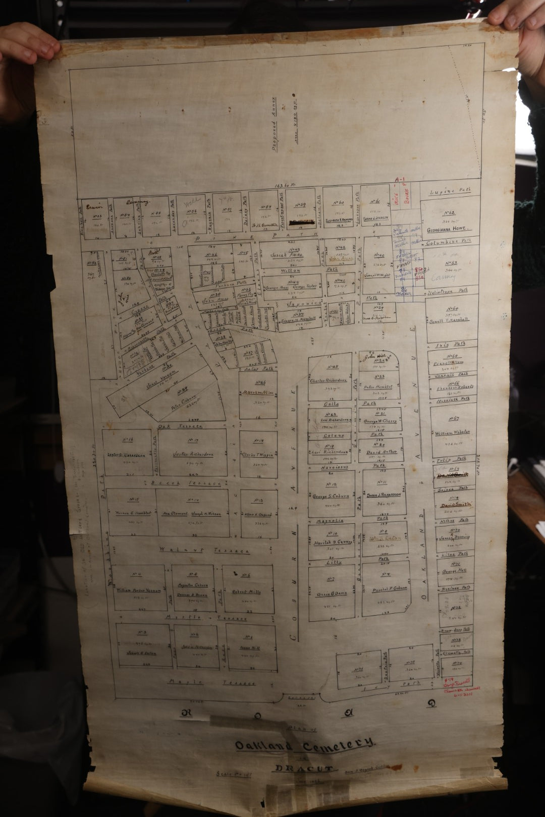 Lot 004 - Grouping Of Ten Vintage Massachusetts Cemetery Site Plans, Maps, And Survey Documents Including Dracut, Lowell, And Private Family Plots, Circa 1940–1960