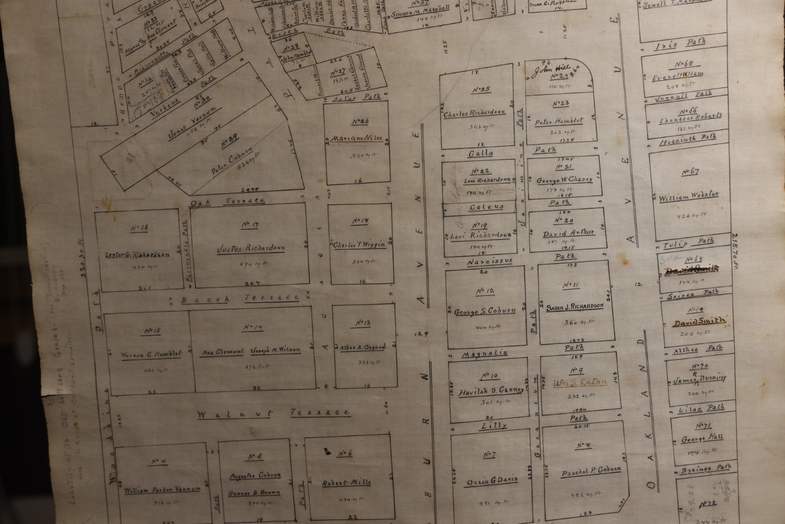 Lot 004 - Grouping Of Ten Vintage Massachusetts Cemetery Site Plans, Maps, And Survey Documents Including Dracut, Lowell, And Private Family Plots, Circa 1940–1960