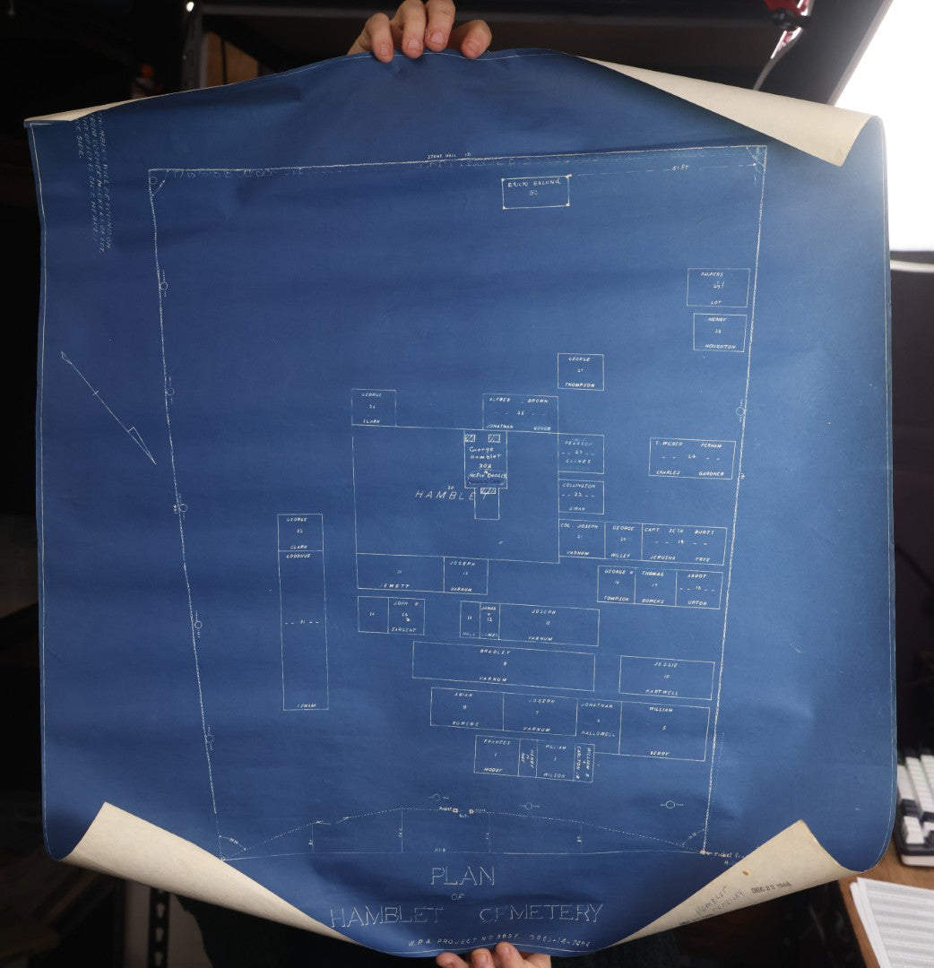 Lot 004 - Grouping Of Ten Vintage Massachusetts Cemetery Site Plans, Maps, And Survey Documents Including Dracut, Lowell, And Private Family Plots, Circa 1940–1960