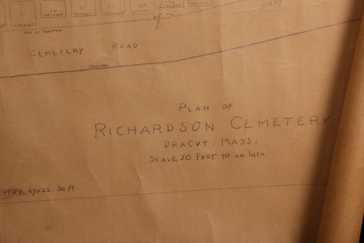 Lot 005 - Grouping Of Eight Vintage Massachusetts Cemetery Site Plans, Maps, And Survey Documents Including Hamblet, Richardson (Dracut, Massachusetts) And Others, Circa 1940–1960